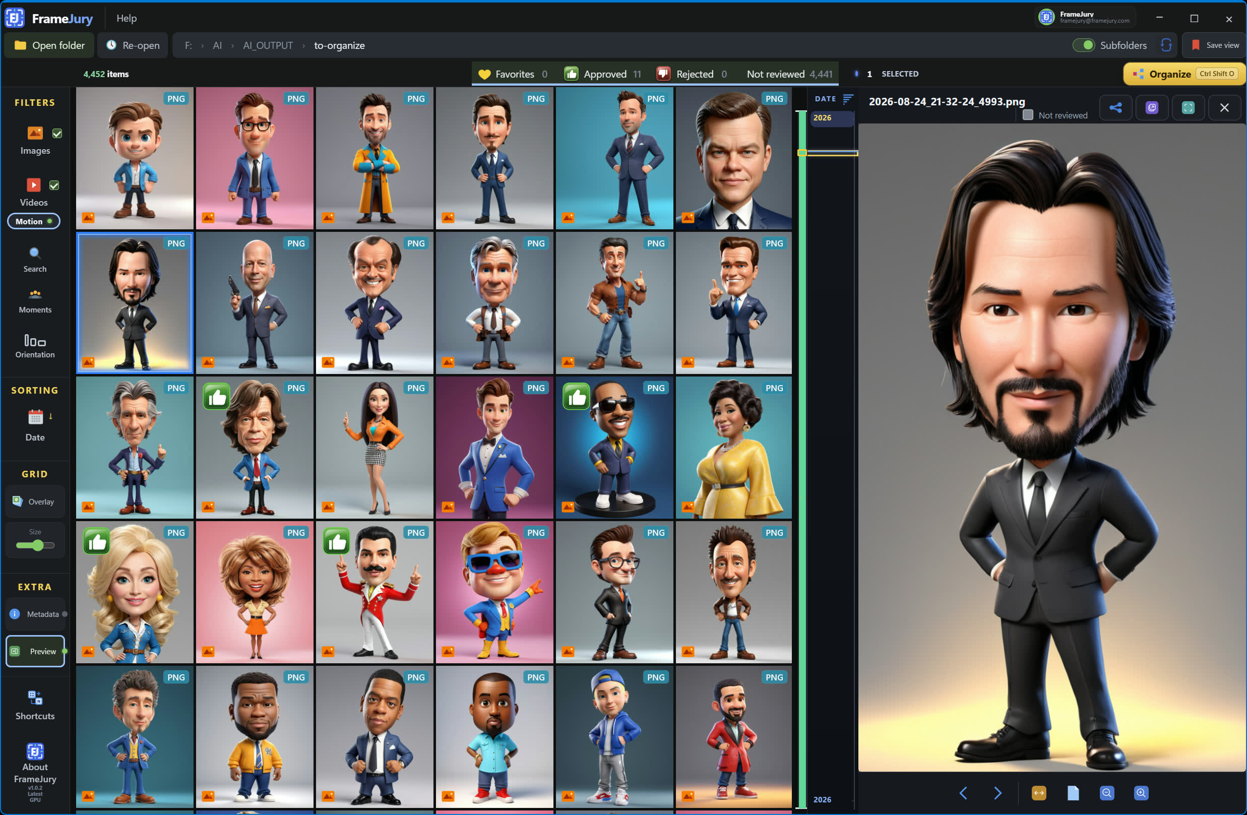 FrameJury attached preview and approved items thumbnail