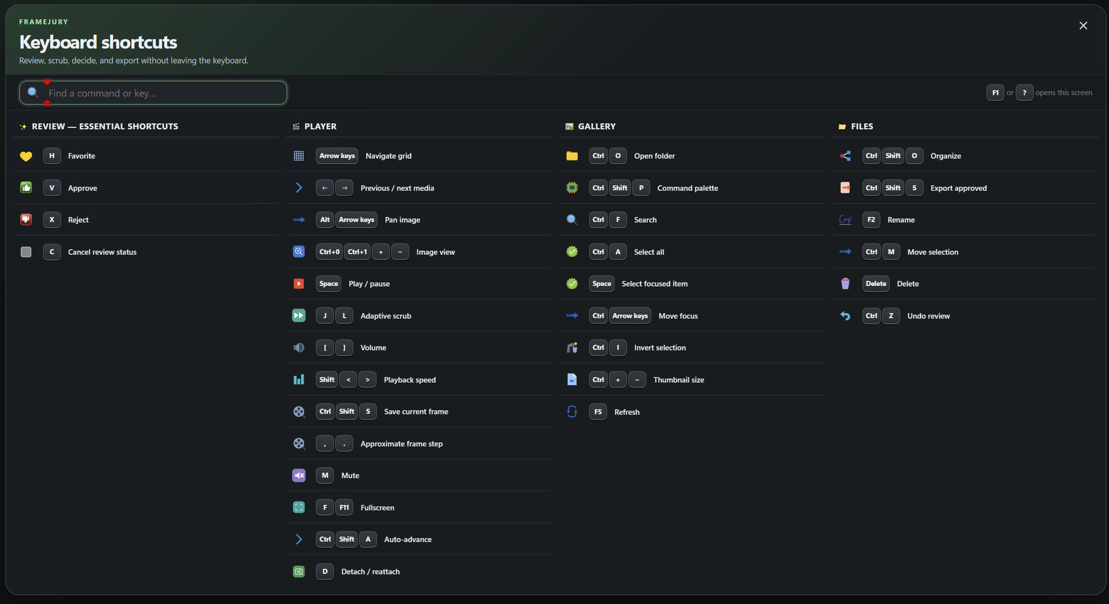 FrameJury keyboard shortcuts thumbnail